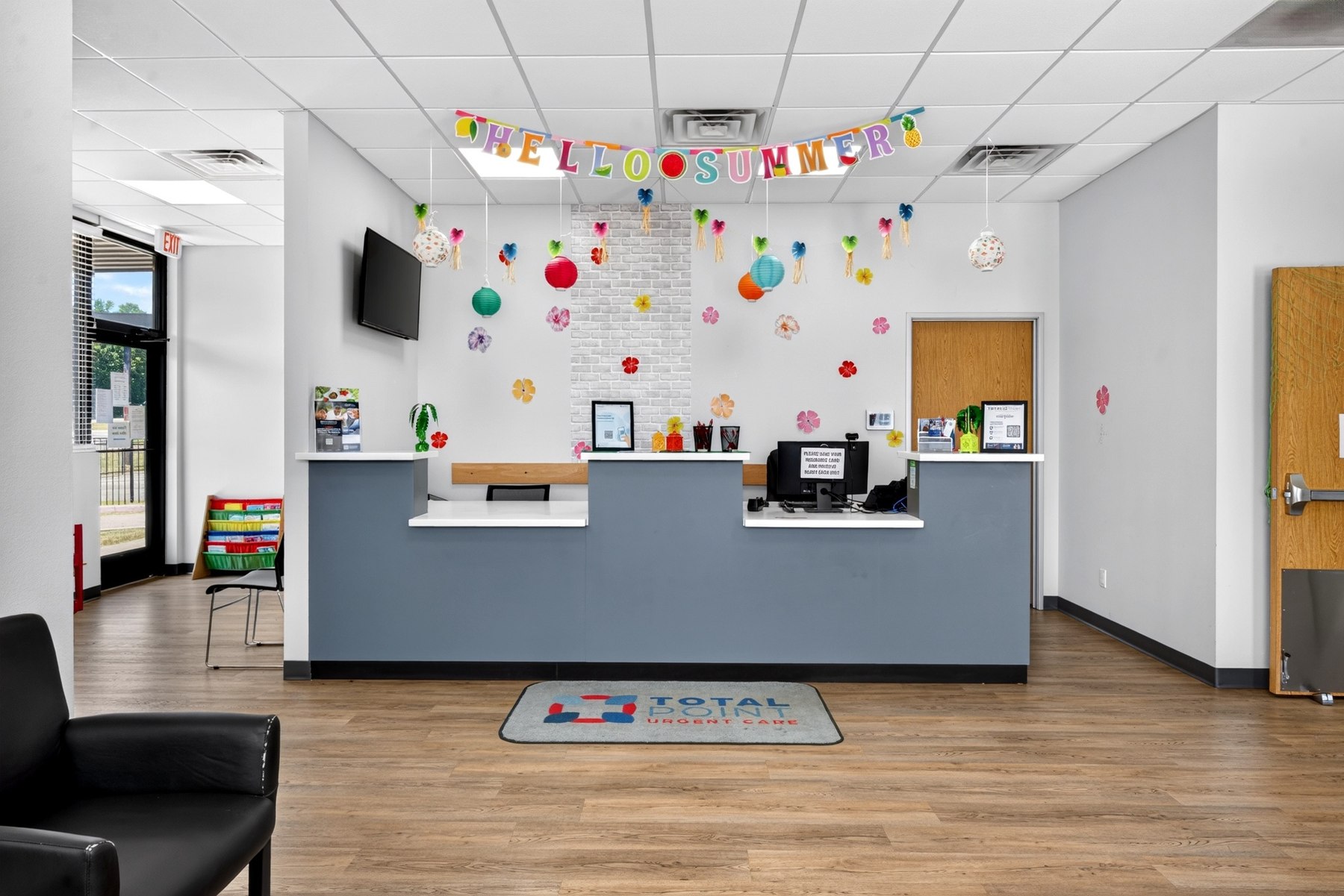 Professional interior photography of a commercial reception area