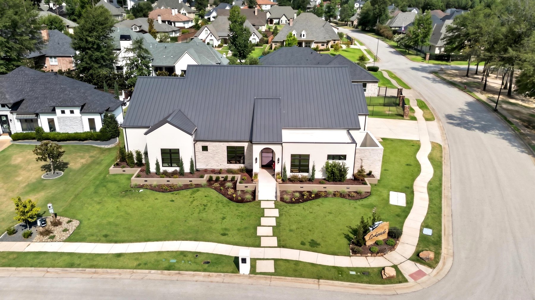 Aerial drone photography of a Tyler Texas home in Lakeside at The Crossing